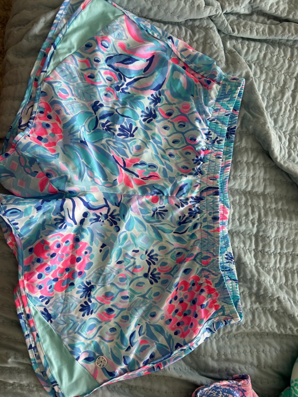 Lilly Pulitzer Blue, Pink & Aqua Floral Athletic Shorts